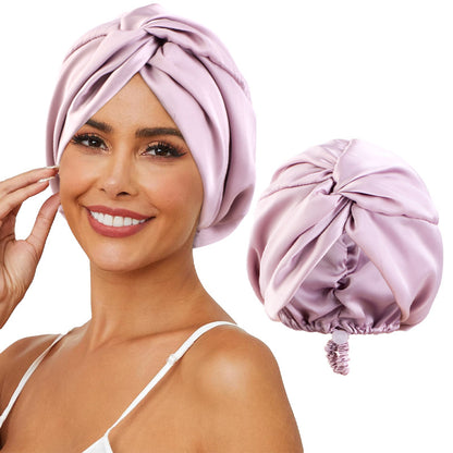 Adjustable Buckle Imitation Silk Cross Nightcap, Twisted Turban Cap, Head Wrap Cap, Hair Care Hat Jdt-473-2