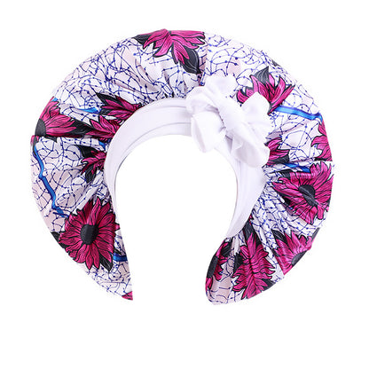 African Print Sal Nightcap Large Stretch Ribbon Tape Cap Strap Shower Cap JDB-408J