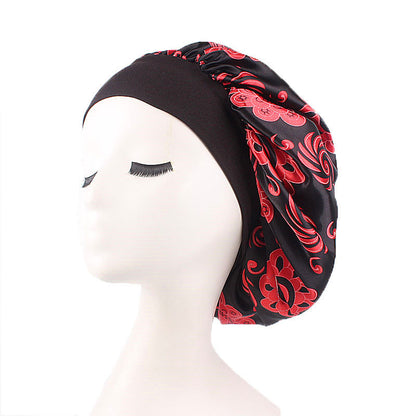 Amoeba wide-brimmed elastic hair band nightcap satin round CAP Beauty hair cap shower cap satin bonnet