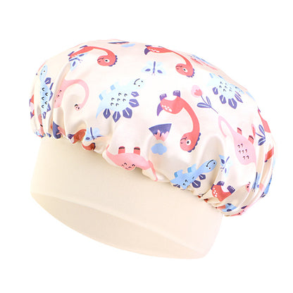 Cross-border children's cartoon colored nightcap dinosaur print baby headscarf hat hair care cap JDKB-21A-5