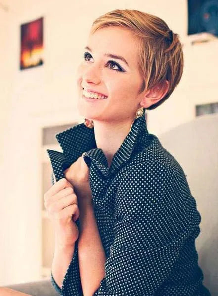 Stylish Short Straight Full Lace Pixie Cut 100% Human Hair Wig