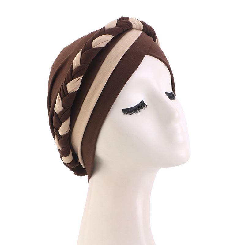 Amazon Supply Two-Color Turban Hat, Braided Chemotherapy Hat, Confinement Hat, Turban Jdt-429J