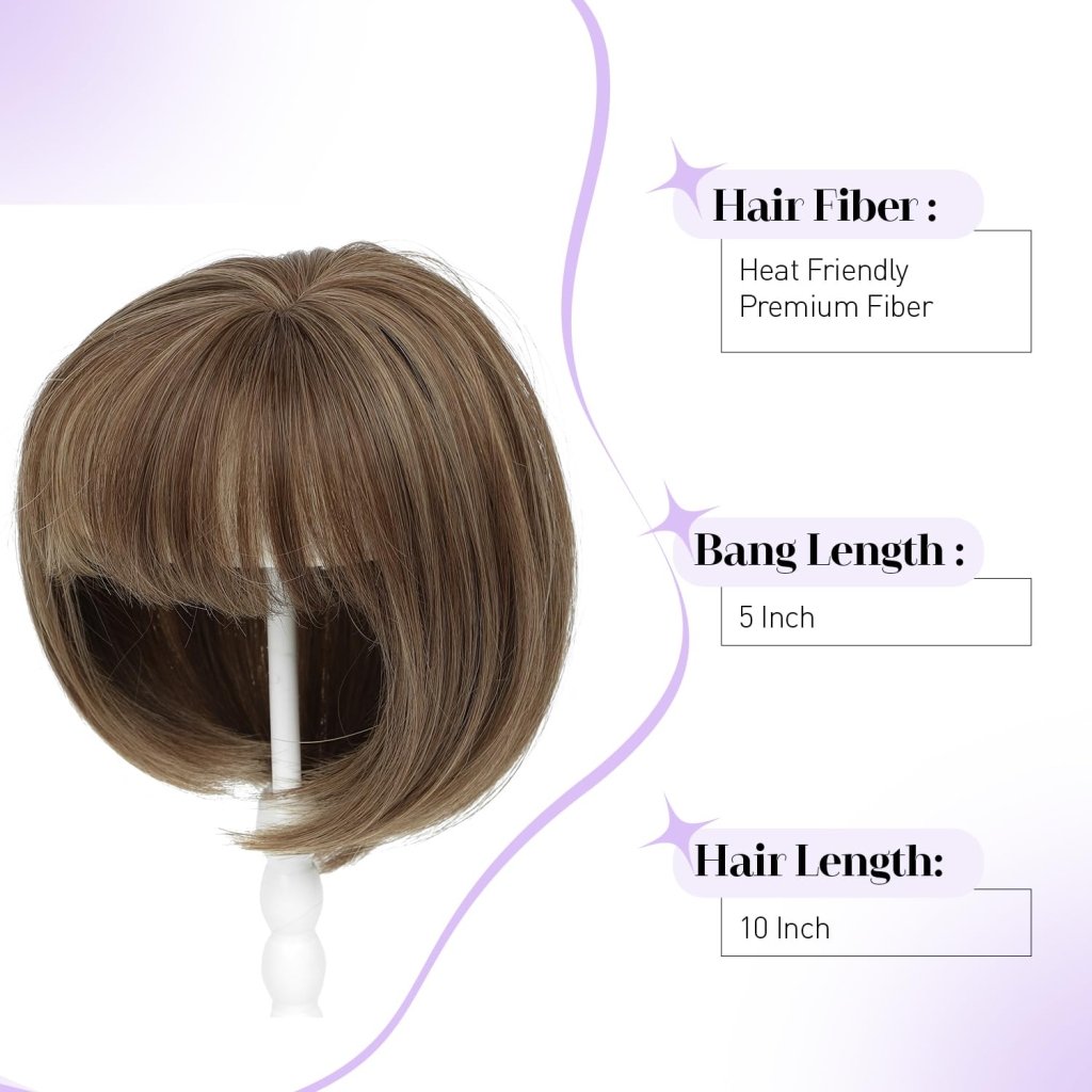 Human Hair Pieces Short Bob Hair Toppers with Bangs Side Part Hair