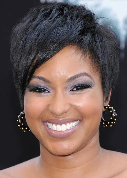 Afro American Hairstyle Short Straight 100% Human Hair Wigs