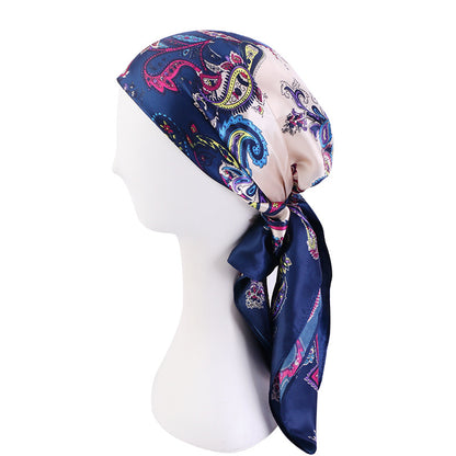 Amazon satin professional square scarf artificial silk printed wrap scarf ethnic style headscarf cap JDWJ-28
