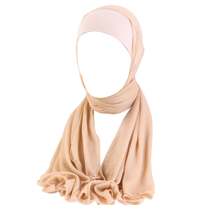 Spring style flat head tied with wrinkled yarn scarf, one-piece hat, head cover, headband, JDWJ-30B