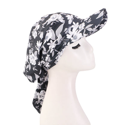 New Style Printed Brimmed Baseball Cap Outdoor Sunshade Strap-On Headgear Sunshade Fabric Hat Jdt-234I