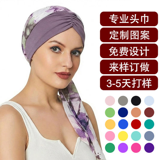 Cross-Border Custom Chiffon Ribbon Outdoor Beach Headscarf Professional Headscarf Factory Custom-Made According to Sample Jdt-456C