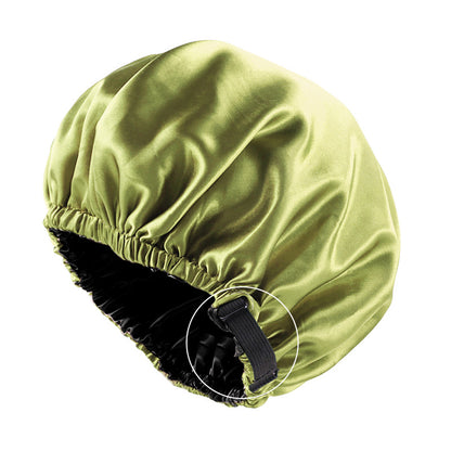 Satin nightcap invisible flat adjustable buckle artificial silk double-layer round hat shower cap beauty hair hat