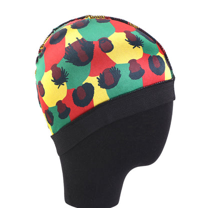 European and American source simulated silk elastic headband round cap printed wig cap hair care cap JDU-20G