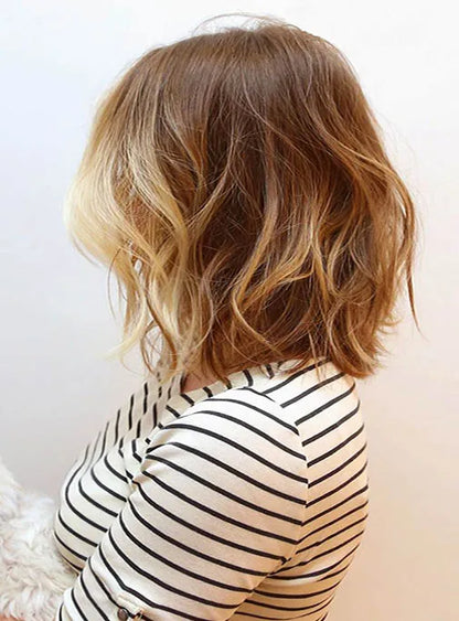 Parrucche per capelli umani con pizzo frontale e onda naturale, stile Bob, 12 pollici