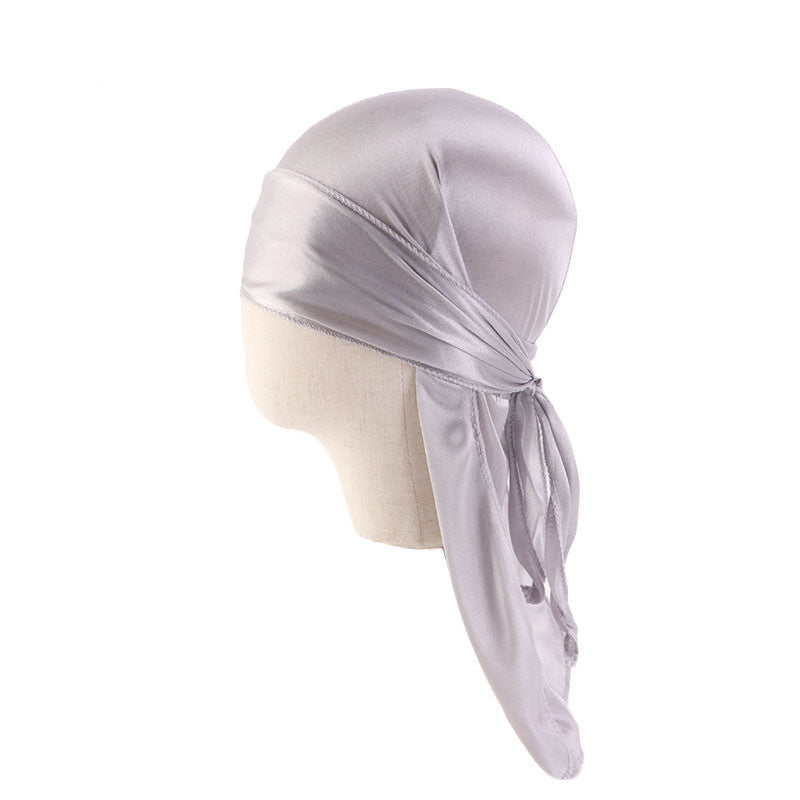 Children's Imitation Silk Pirate Hat Durag Long Tail Turban Hip Hop Cape Hat K-11