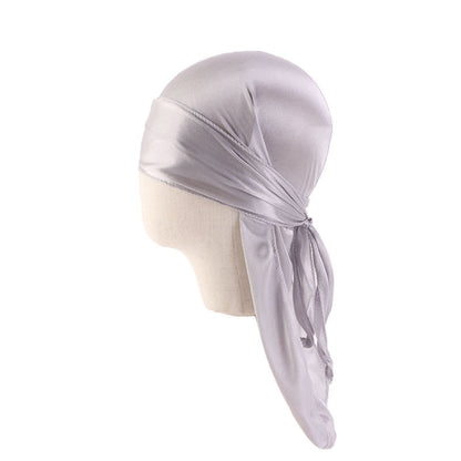 Children's Imitation Silk Pirate Hat Durag Long Tail Turban Hip Hop Cape Hat K-11