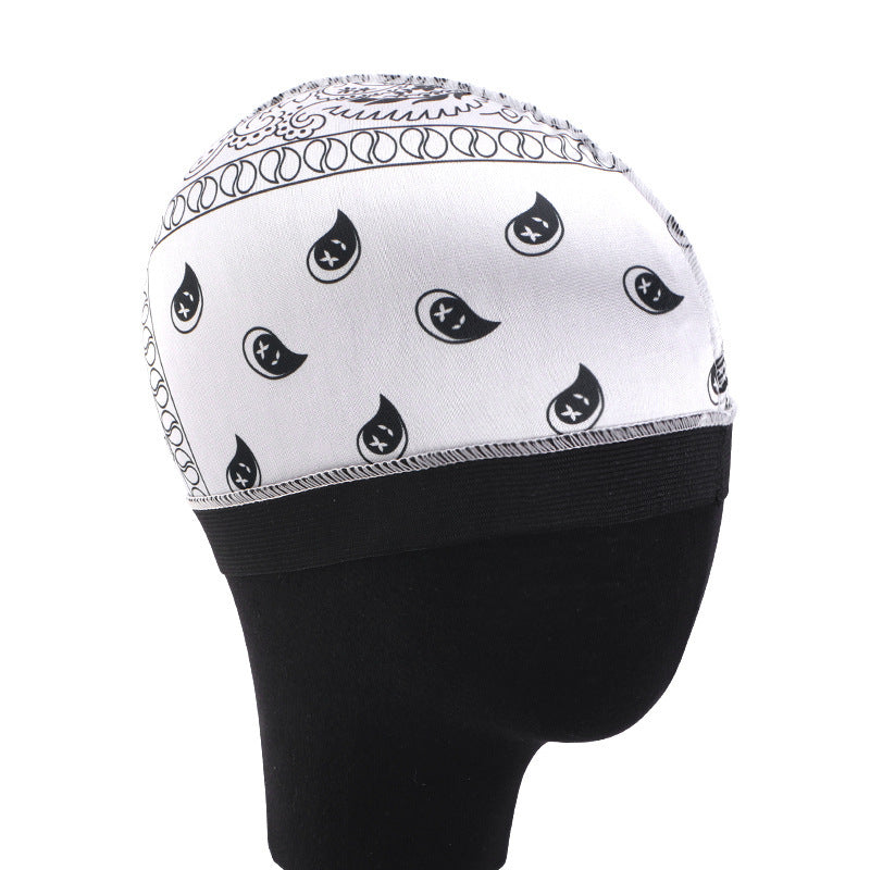 Cross-Border Hat with Cashew Flower Print, Elastic Round Hat, Faux Silk Wig Cap, Hair Loss Protection Cap Jdu-20E