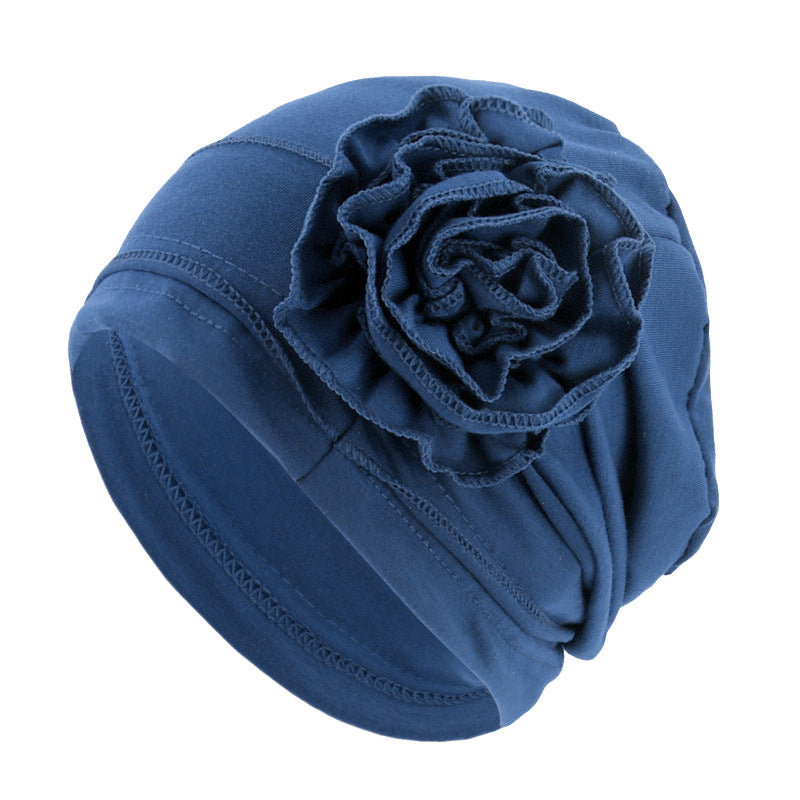 Cross-border new cotton flower elastic turf cap pullover cap moon cap chemotherapy cap JDT-417B