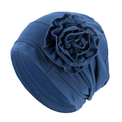 Cross-border new cotton flower elastic turf cap pullover cap moon cap chemotherapy cap JDT-417B