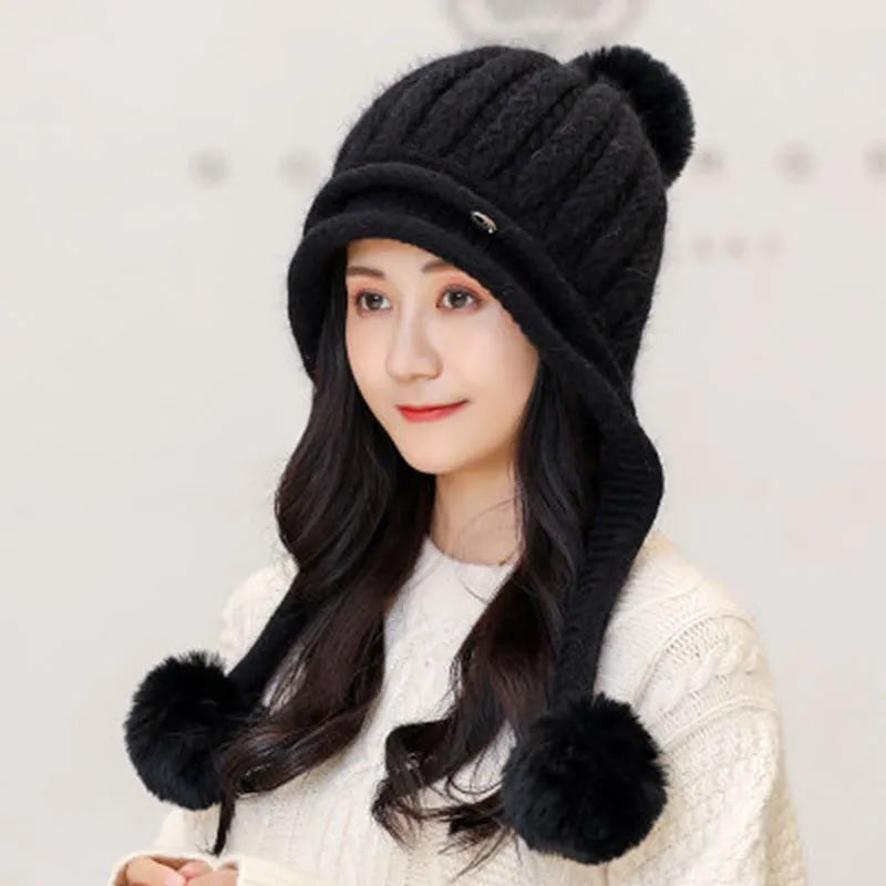 Women's Plain Pattern Brimless Woolen Yarn Tall Crown Knitted Hats