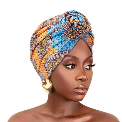 Amazon European and American ethnic style plate Flower headscarf cap elastic printing Indian cap chemotherapy cap TJM-342B