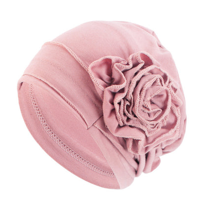 Cross-border new cotton flower elastic turf cap pullover cap moon cap chemotherapy cap JDT-417B