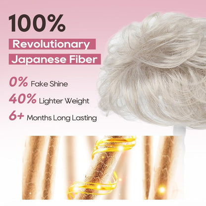 Short Wiglet Hair Topper for Women with Thinning Hair Large Coverage Synthetic Top Grey