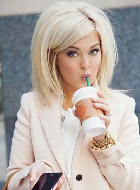 New Trend Granny Medium Straight Full Lace Human Hair Wig 14 Inches