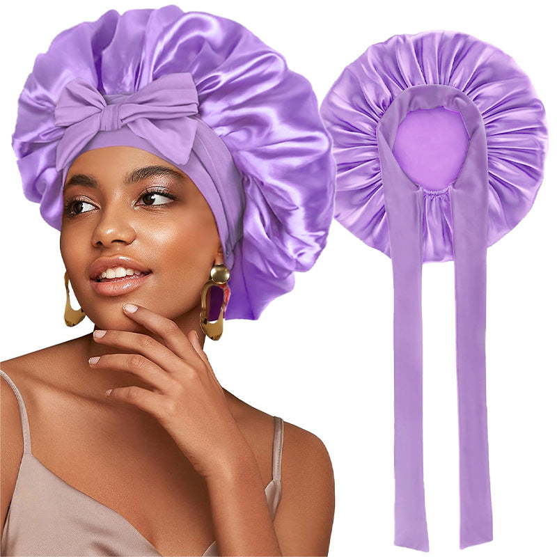 Logo Customized Satin Elastic Ribbon Nightcap Turban Hat Clothing Hat Beauty Chemotherapy Hat Jdb-301L