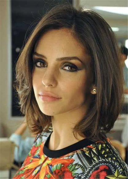 Middle Length Wavy Human Hair Capless Wigs 14 Inches