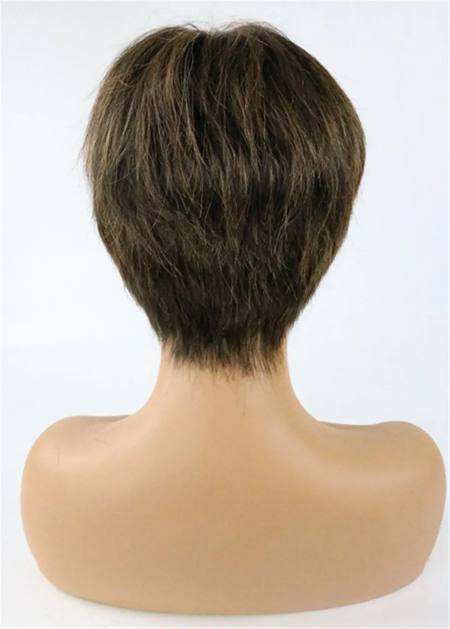 Geschichtete Frisur Echthaar Kurze Kappenlose Afroamerikanerperücken 6 Zoll