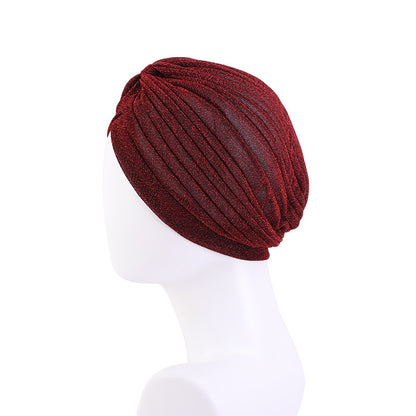 Ethnic Bright Silk Turban Hat Indian Hat Baotou Hat Chemotherapy Hat