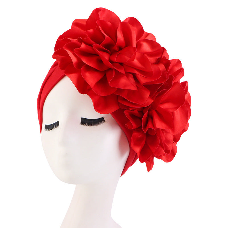 Ethnic style oversized flower headscarf hat African style toe cap wedding party hat JDT-12D
