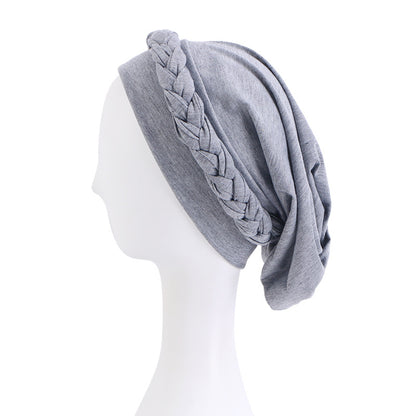 Amazon European and American Pure Color Elastic Ethnic Style Baotou Hat Twist Braid Chemotherapy Cap Confinement Cap Jdt-429C