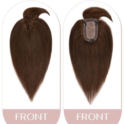 Human Hair Topper with Bangs - Real Human Hair Toppers for Women with Thin Hair