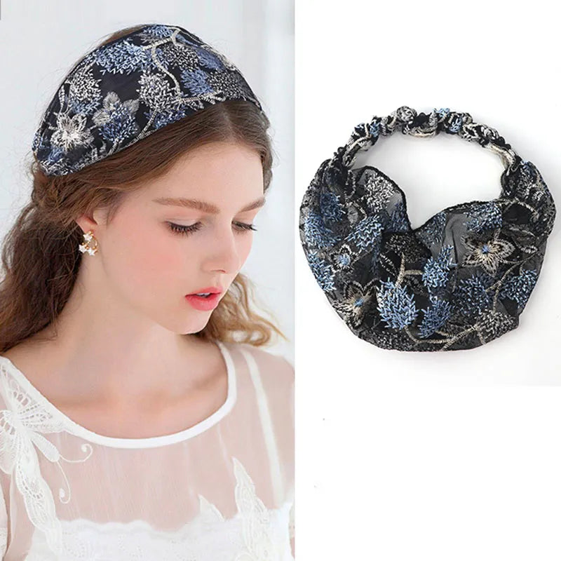 Women's Korean Style Floral Pattern Lace Material Hair Band Hair Accessories for Gift