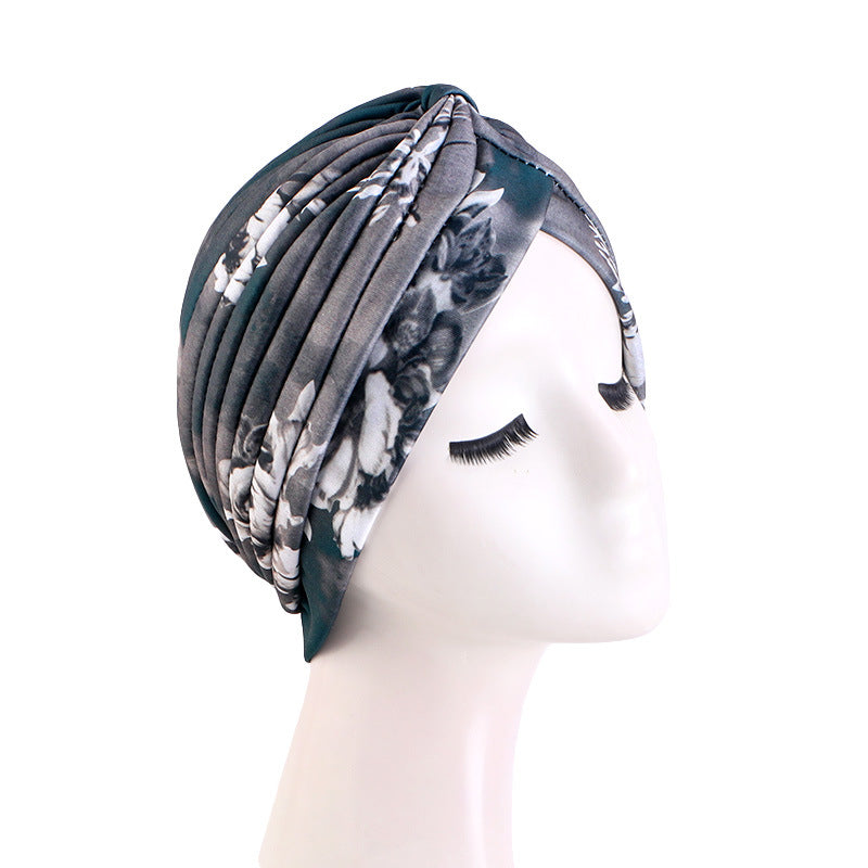 Tie-Dyed Pleated Turban Hat, Indian Hat, Base Hat, Head Wrap Hat Tjm-45