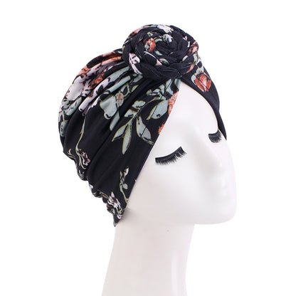 Pastoral Print Twist Braid Ball Twist Cap Snail Plate Flower Cap African Cloth Cap JDT-342C