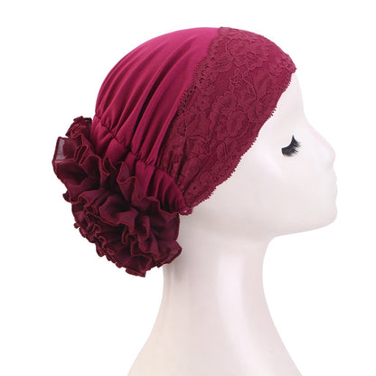Cross-Border New Lace Turban Hat, Turban Hat, Pullover Hat, Hair Care Hat Jdt-507