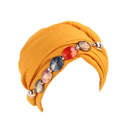 Customized Logo Agate Diamond Necklace Scarf, Balinese Gauze Head Wrap Scarf Hat, Headscarf Hat Wj-21