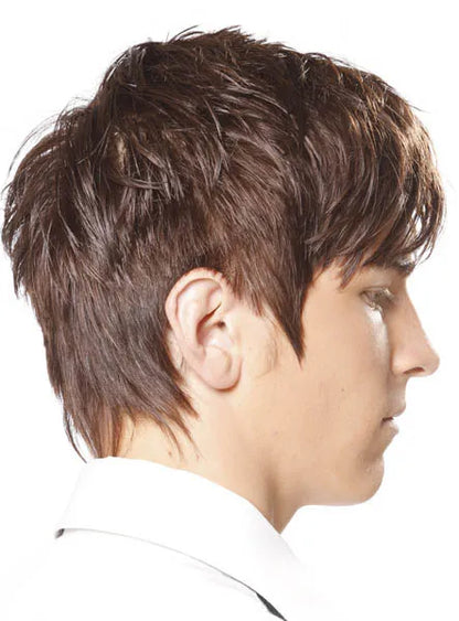 Handsome Cool Mens 100% Indian Human Hair Straight Full Lace Wig