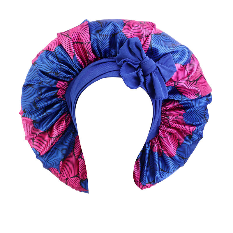 African Print Sal Nightcap Large Stretch Ribbon Tape Cap Strap Shower Cap JDB-408J