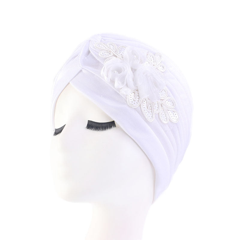 Cross-border supply fashion street shot flower bag head hat solid color pleated Indian hat ethnic hat TJM-24X