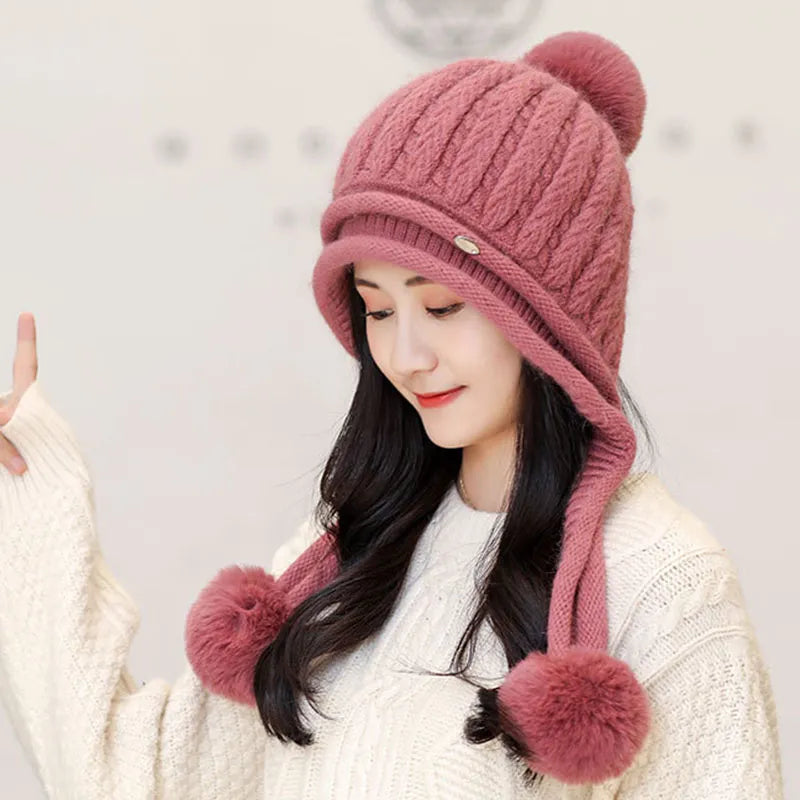 Women's Plain Pattern Brimless Woolen Yarn Tall Crown Knitted Hats