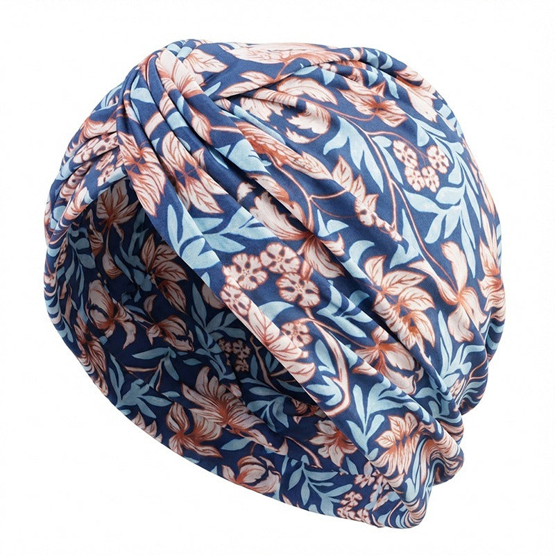 Cross-Border New Style Printed Cross-Twist Hat, Women's Elastic Turban Hat, Indian Hat Jdt-163I