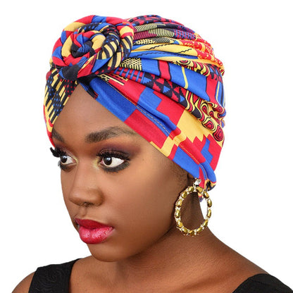 Amazon European and American ethnic style plate Flower headscarf cap elastic printing Indian cap chemotherapy cap TJM-342B