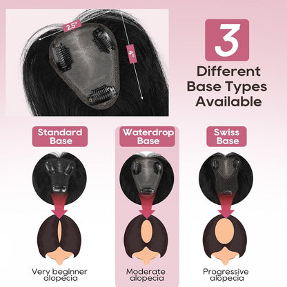 Real Human Hair Topper10 inch Women for Thinning Hair Swiss Base  Hairpiece