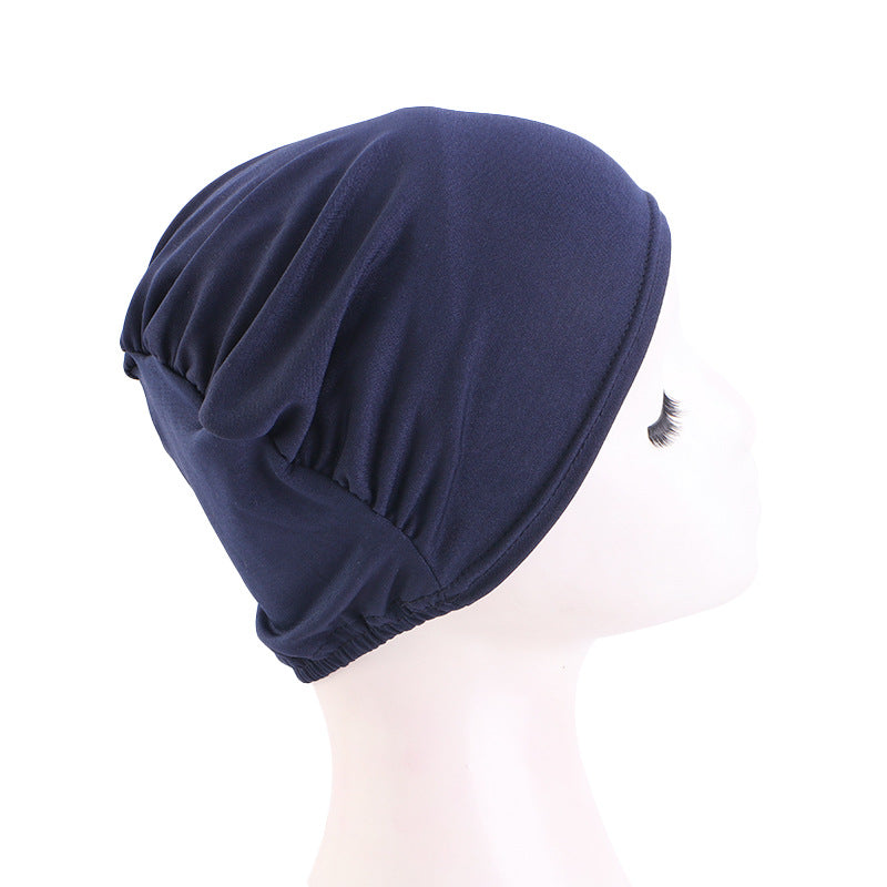 Cross-Border Hot-Selling Base Cap, Elastic Headscarf Hat, Head Wrap Hat, Solid Color Hair Protection Hat Tjm-262-1