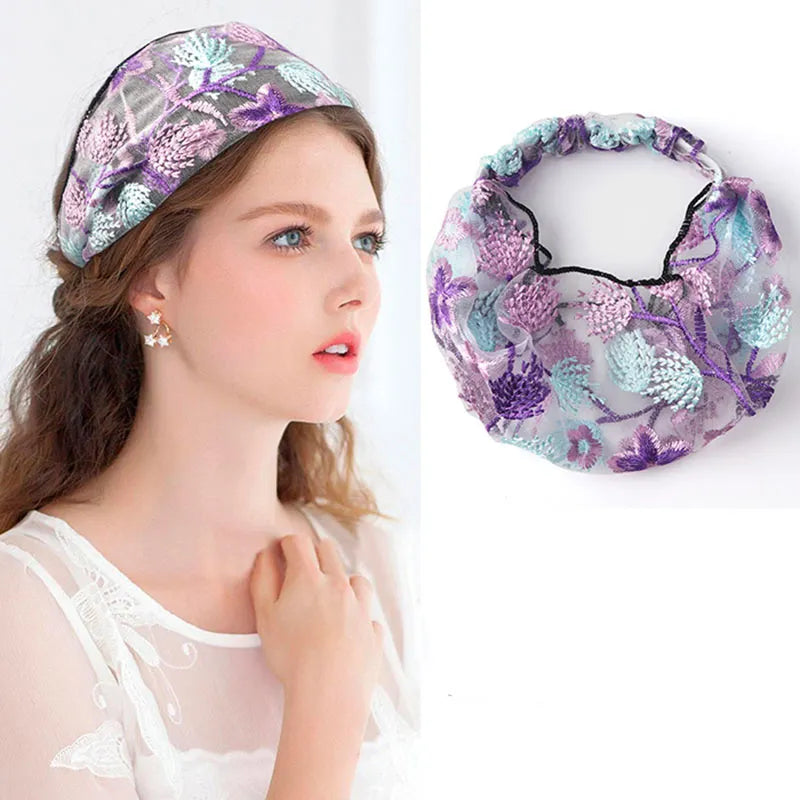 Women's Korean Style Floral Pattern Lace Material Hair Band Hair Accessories for Gift