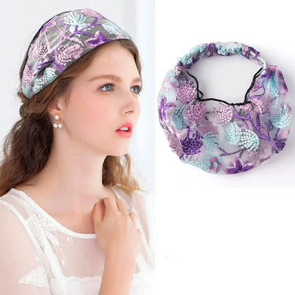Women's Korean Style Floral Pattern Lace Material Hair Band Hair Accessories for Gift