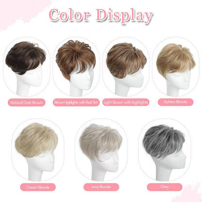 Hair Topper Short Pixie Cut Pieces for Women with Thinning Human Hair Wigs