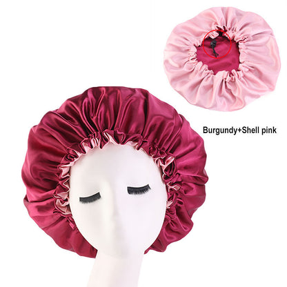 European and American popular adjustable chemotherapy cap shower cap double-sided perm cap Amazon double-layer colored sleeping cap