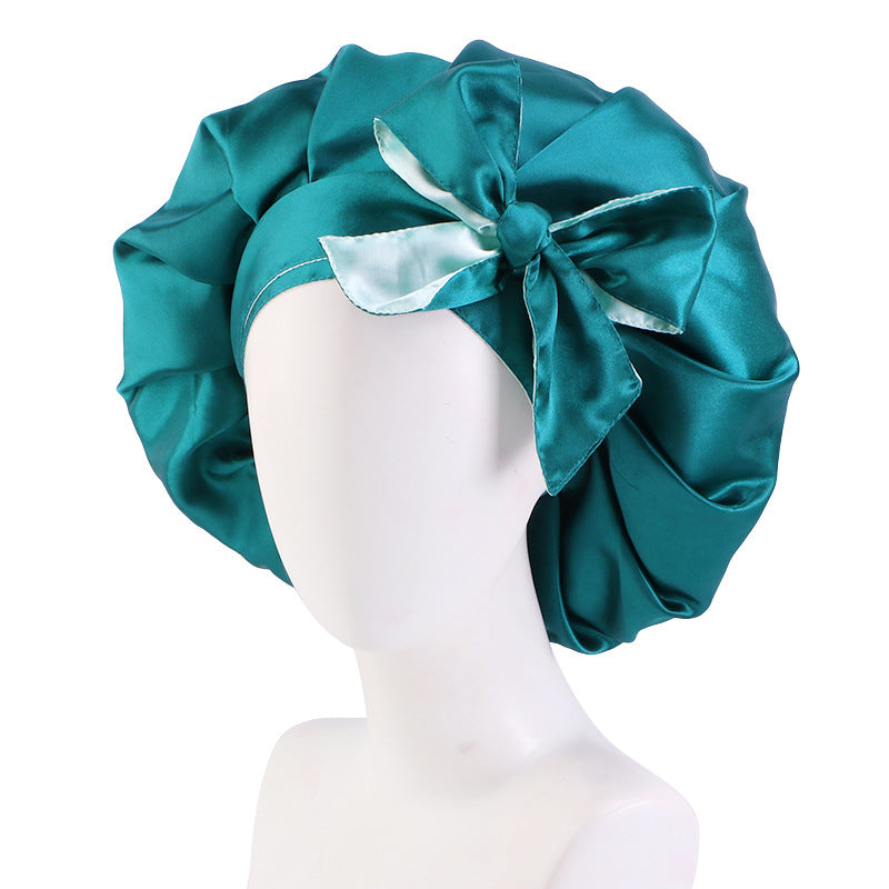 Custom Printed Logo Satin Sleep Cap with Ribbon, Professional Beauty and Makeup Cap, Source Factory Jdb-301N